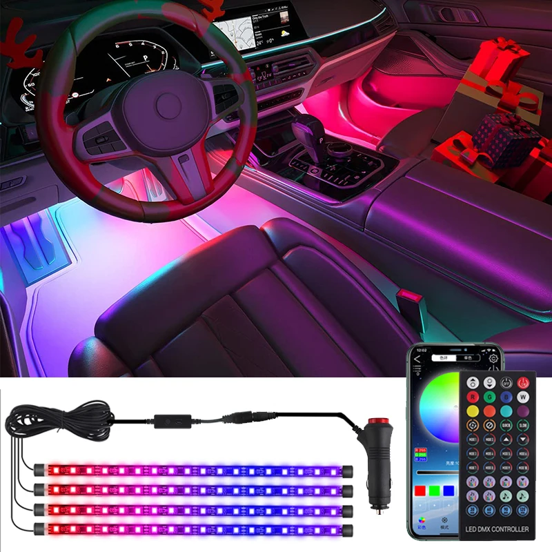 

Niscarda Car Interior Ambient Light Neon LED Strip Foot Lights with USB Remote Music Auto Atmosphere Decorative Lamp