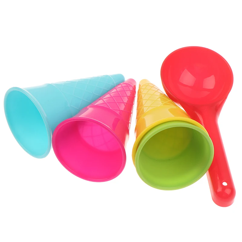 Juego de cucharas de cono de helado para niños, juguetes de playa, juguete de arena para niños, juego educativo Montessori, regalo de verano, lote de 5 piezas