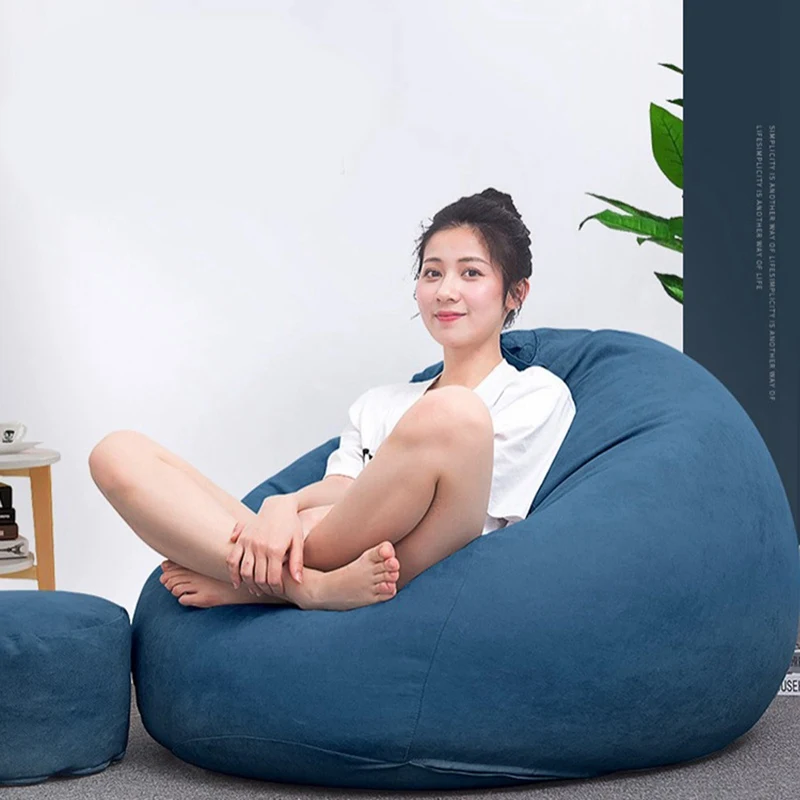 2021 New Large Small Lazy Sofas Cover Chairs without Filler Linen Cloth Lounger Seat Bean Bag Pouf Puff Couch Tatami Living Room