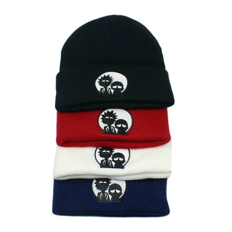 Acrylic Cold Cap Winter Autumn Style Avatar Knitting People Embroidery  Unisex Beanies Hat Women Outdoor Street Keep Warm W91