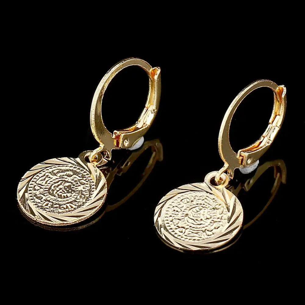 Gold Color Coin Earrings Muslim Islamic Jewelry Ancient Coin Arab African Jewelry