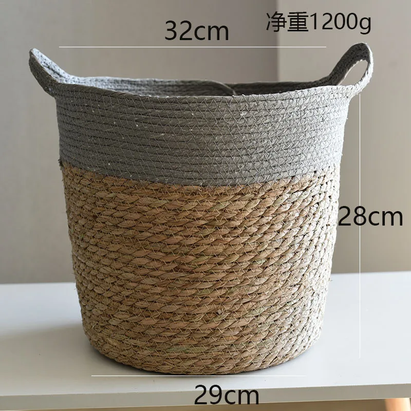 Cesta de almacenamiento de paja natural, maceta de ratán, decoración artesanal, moderna para el hogar, sala de estar, dormitorio, tienda, jardín