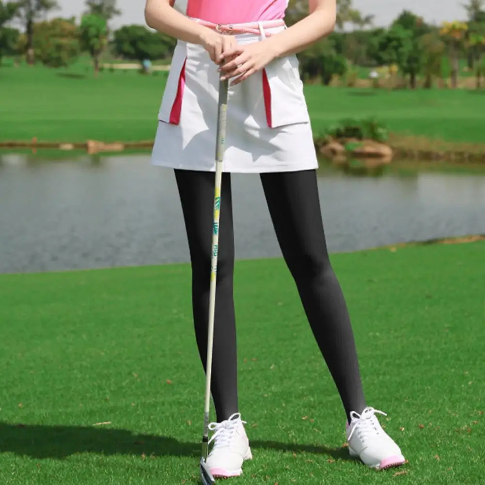 Stoking Sutra Es Keren Legging Stoking Kompresi Golf Peralatan Olahraga Menyerap Keringat Sejuk Tahan UV Elastisitas Tinggi