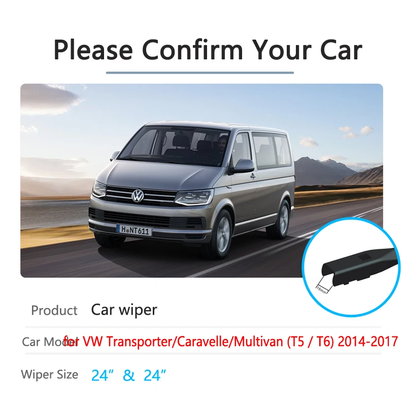 Car Wiper Blade for Volkswagen VW Transporter T5 T6 Caravelle Multivan 2014~2017 Windscreen Windshield Wipers Car Accessories