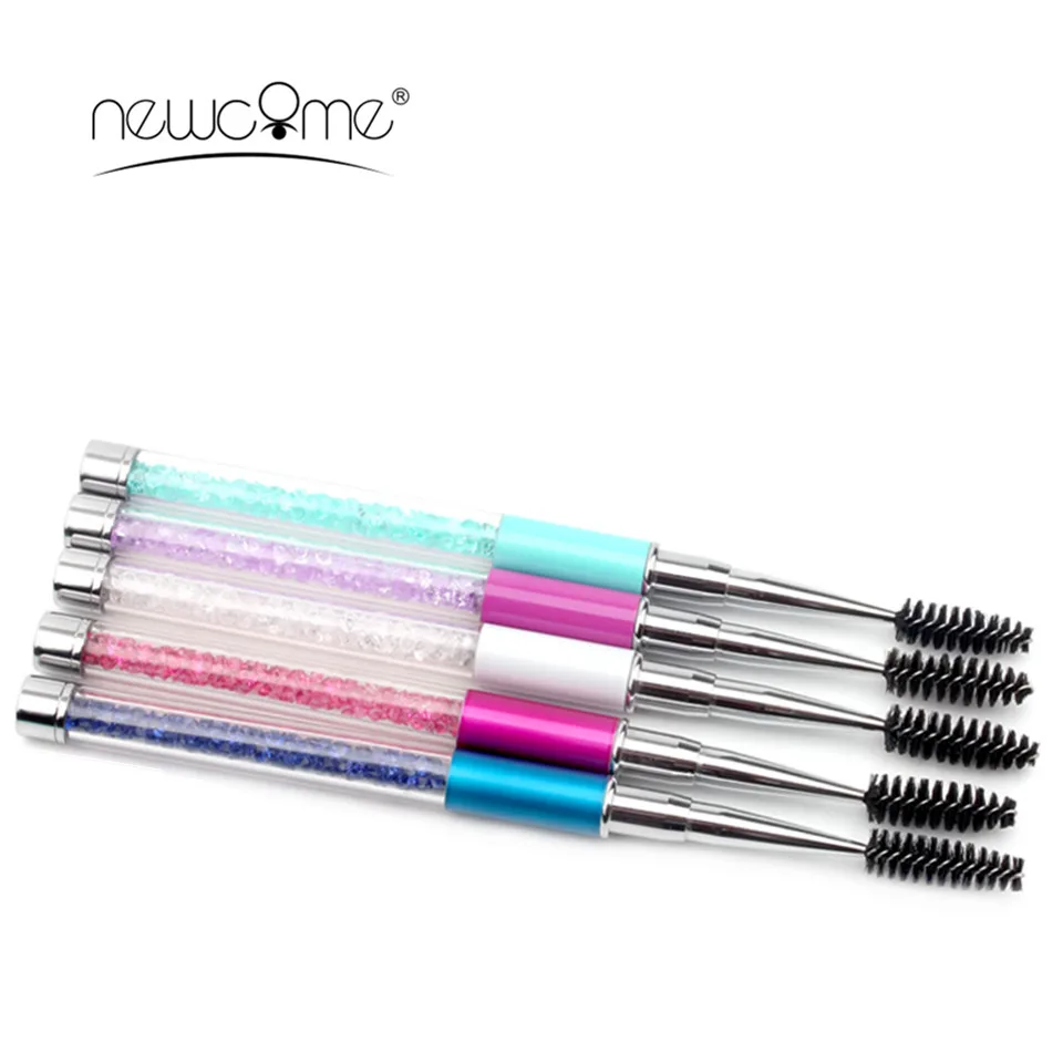 NEWCOME 1 PC Mascara Applicator Wand Brushes Rhinestones Handle Eyelash Extension Brush Diamond Handle Soft Brush Makeup Tools