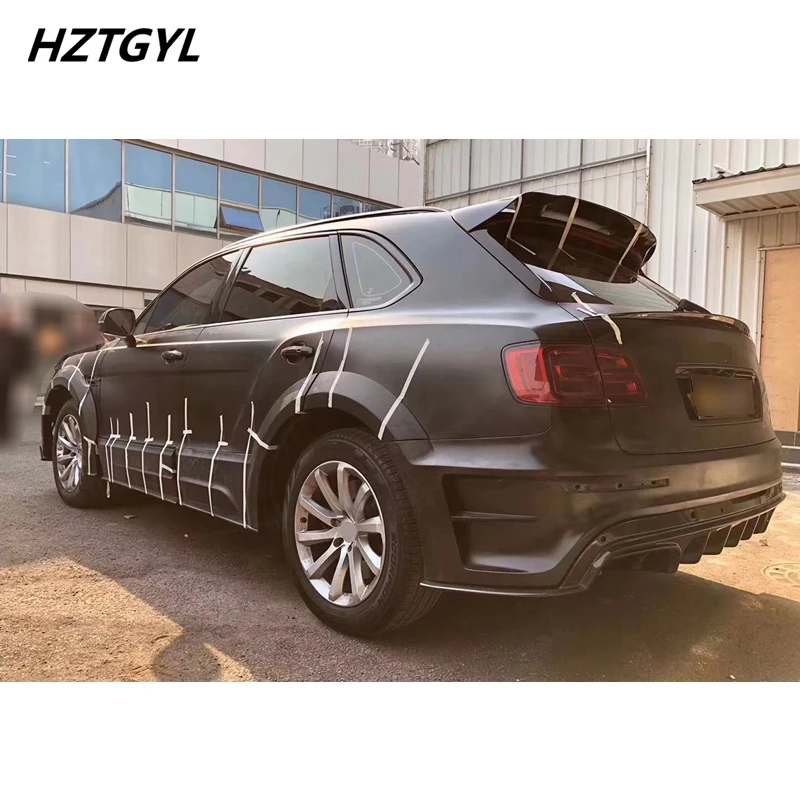 Unpainted FRP Carbon Fiber Front Rear Bumper Engine Hood Spoiler Side Skirts For Bentley Bentayga 2016-2019