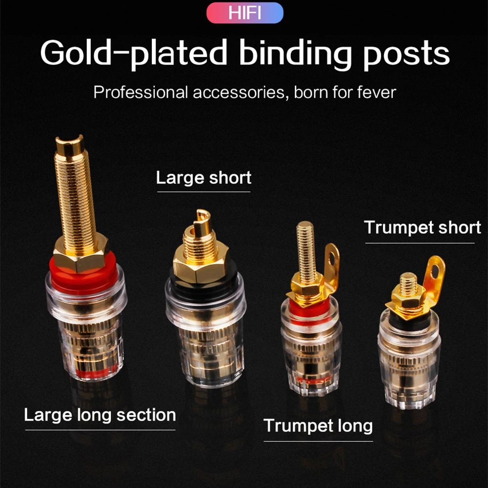 YYAUDIO 4 Uds 4mm conector Banana chapado en oro tuerca de poste de encuadernación conector Jack amplificador altavoz Terminal poste de