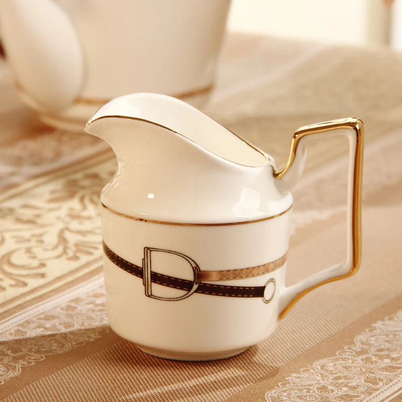 Leather Button Coffee Set, Bone China Coffeeware, Teaware Tea Set, Coffeepot Milk Jar, Sugar Bowl, Cup Saucer Kitchen Tableware