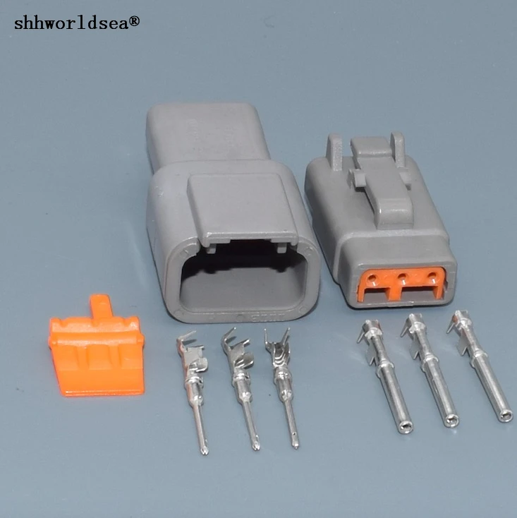 worldgolden 3Pin Wire Connector Gray Waterproof Female Male Auto Plug DTM06-3S/ATM06-3S DTM04-3P/ATM04-3P