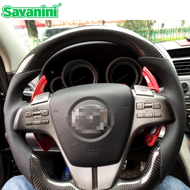 

2pcs Aluminum Steering Wheel Shift Paddles Shifter Extension for Mazda 6 3 Speed and RX-8 auto car styling Savanini brand