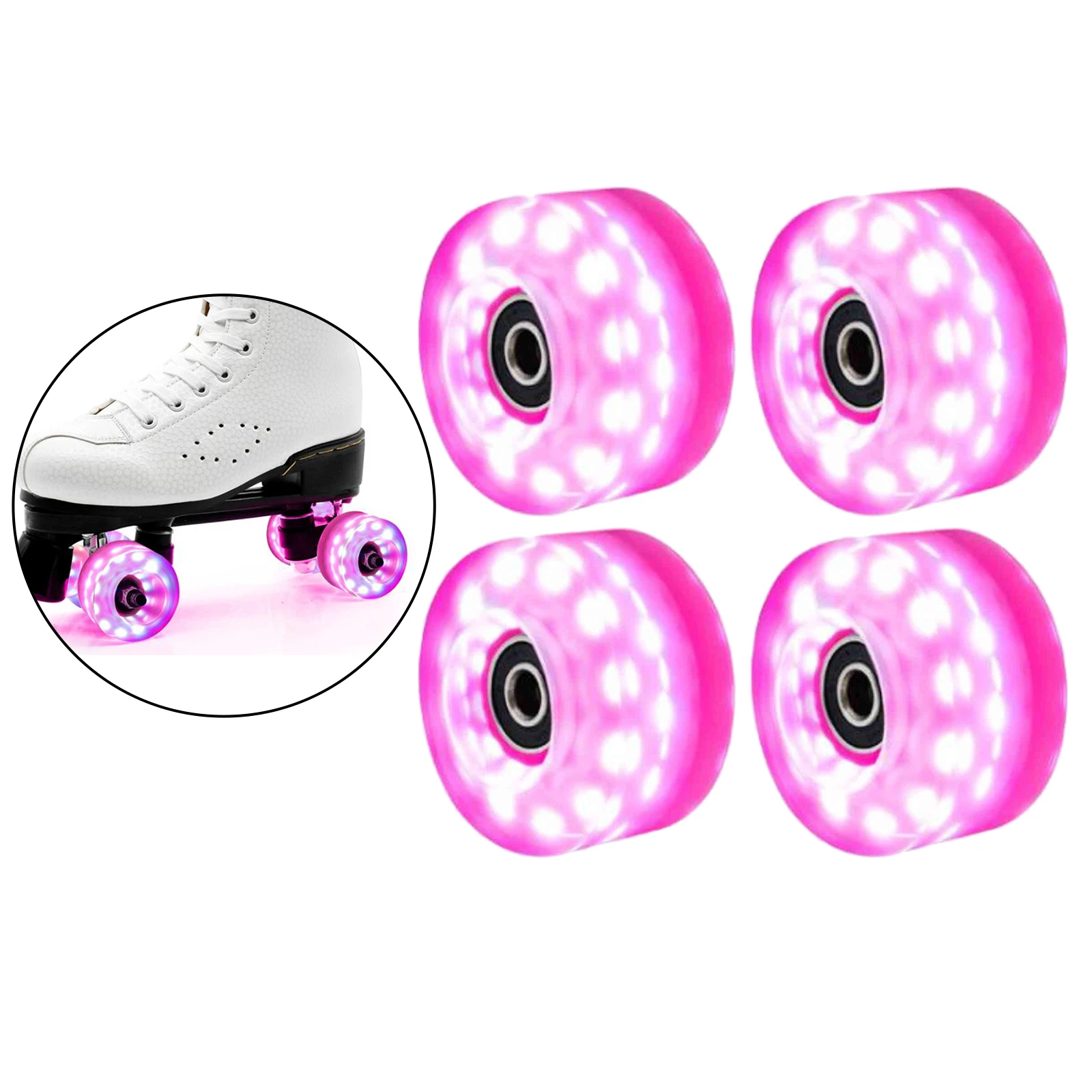 4 Pack Roller Skate Wheels Luminous Flashing Wheel for Double Row Skates and Skateboard Outdoor Sports Parks Parts Accessories