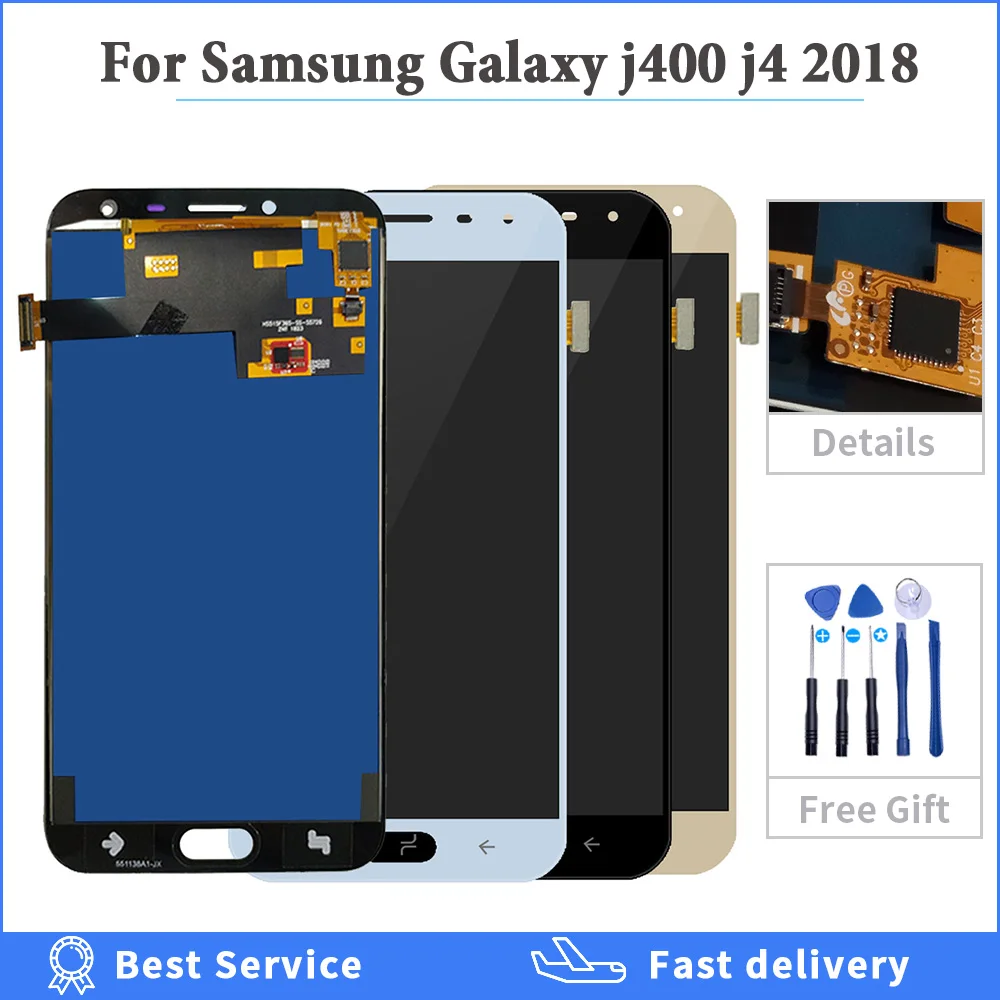 Amoled J400 Display For Samsung Galaxy J4 2018 LCD Touch Panel Digitizer Assembly J4 J400F J400H J400P J400M J400G/DS LCD Screen