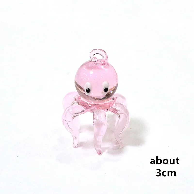 Hangende roze mini glazen zee dier hanger schattige octopus dolfijn zeepaardje walvis konijn vogel uil pinguïn cactus vlinder pompoen engel bedel decoraties voor diy sieraden maken accessoires