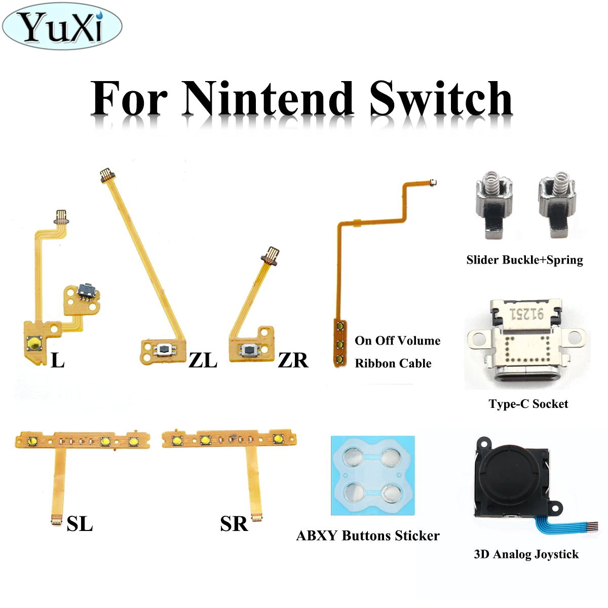 

YuXi ZL L SL ZL ZR L Left Right Shoulder Trigger Buttons Flex Cable for Nintend Switch NS Console Analog Joystick/ Type-C Socket