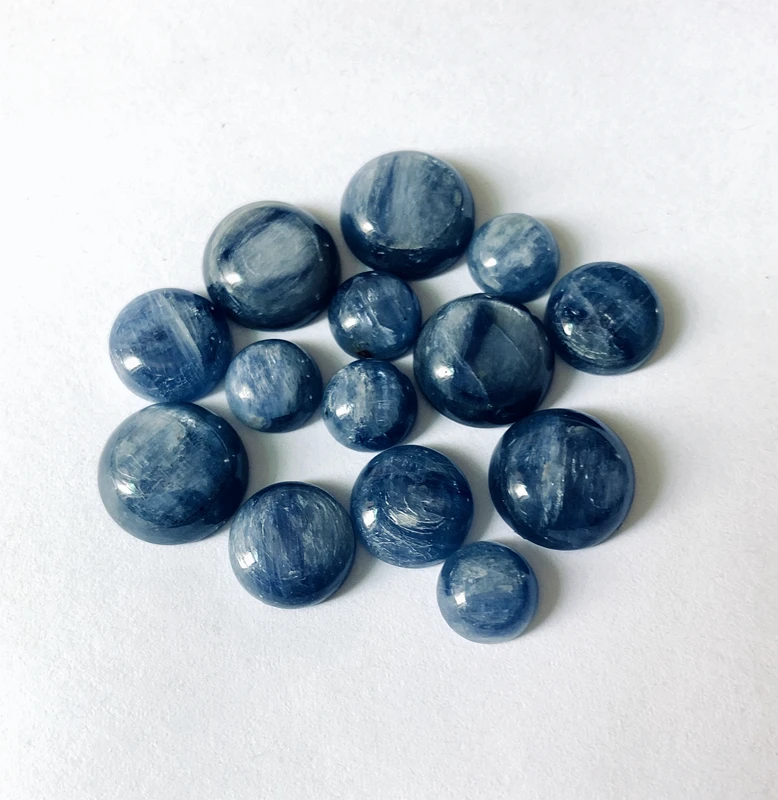 Wholesale 4pcs/lot Blue Kyanite Bead cabochon 8mm 10mm 12mm 14mm 16mm 20mm Round Gem stone Cabochon Ring Face