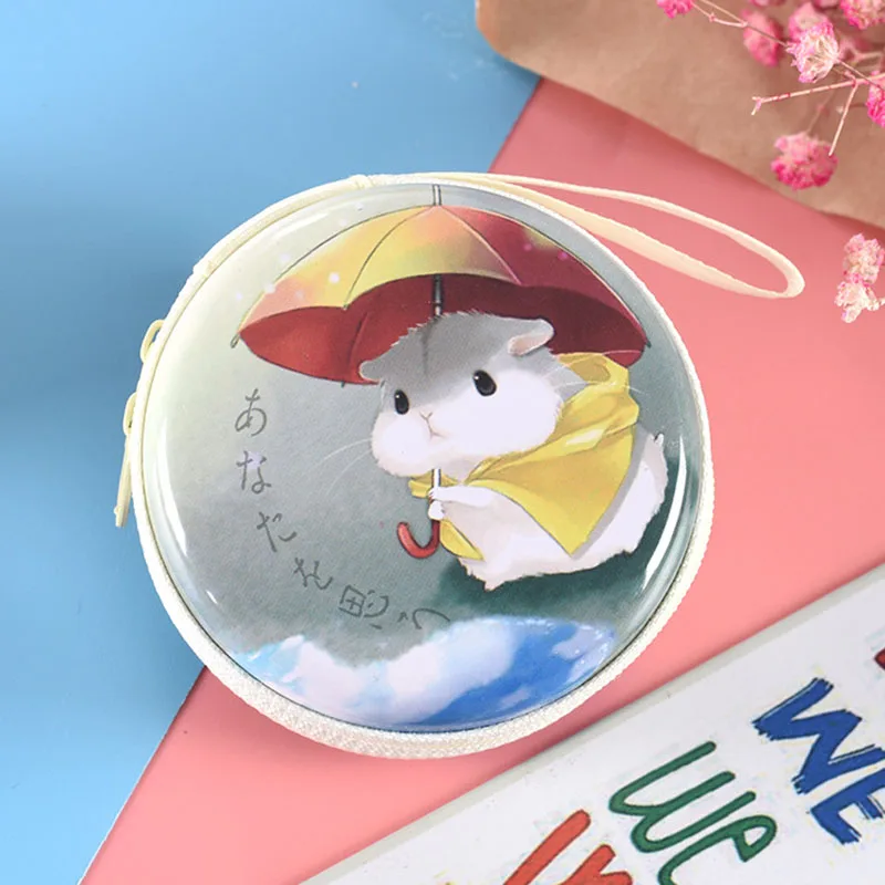 Mini Tinplate Coin Purse for Kids Hamster Cartoon, Animais Carteira, Fone de ouvido, Meninas Bolsas, Presente de casamento feminino, Presente de Natal