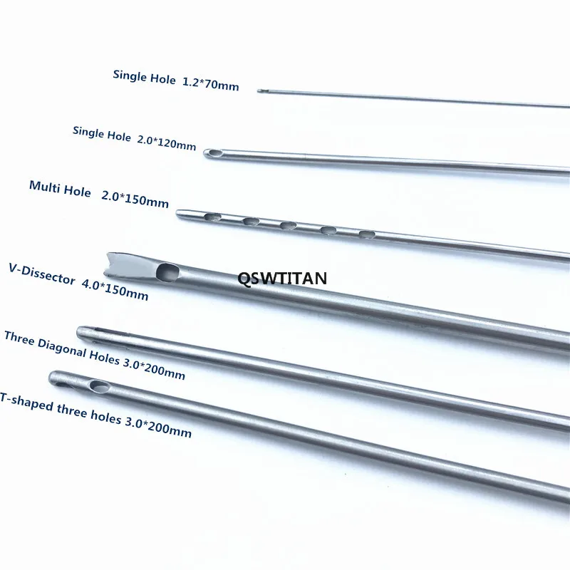 Liposuction Cannulas 6pcs/Set Titanium Liposuction Handle Needle Cannulas Luer Lock