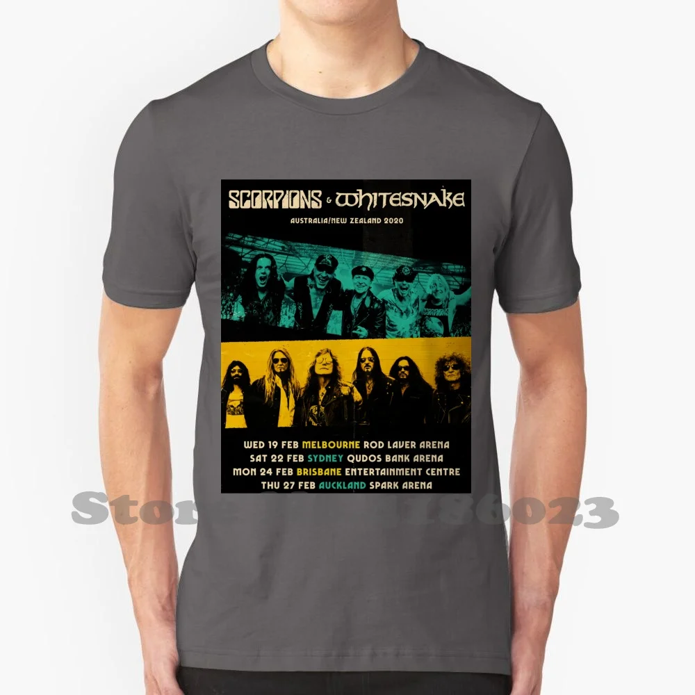 Whitesnake Scorpions Tour 2020 Australian 2019 Dinari 100% Cotton T-Shirt Whitesnake Scorpions Tour 2020 Australian 2019 Dinari