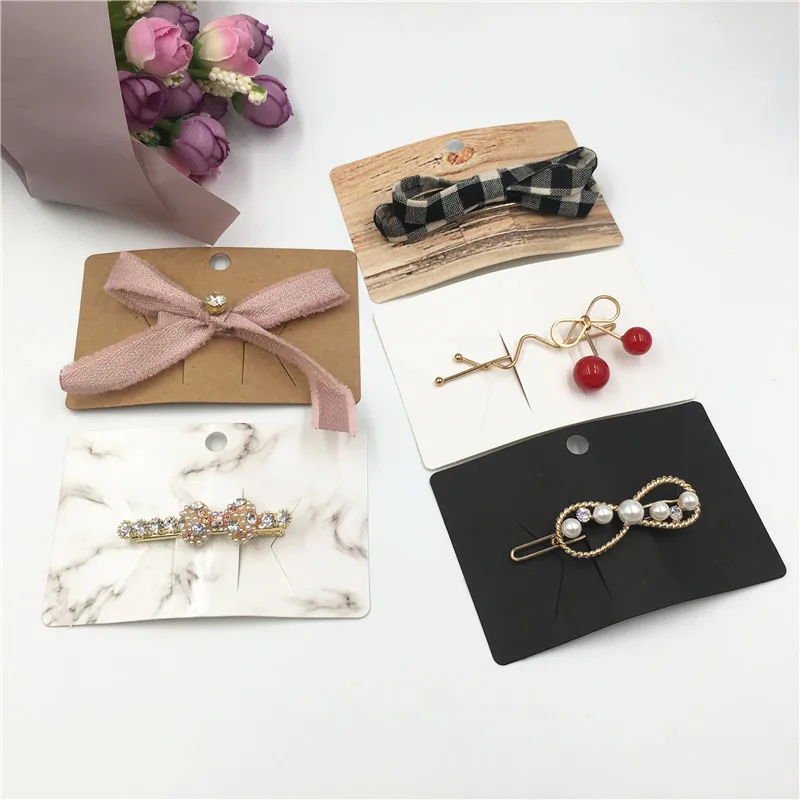 50Pcs Multi-Style Paper Hairpin Card 6.5x10cm Vintage Jewelry Display Cards DIY Woman Hair Ornaments Clip Packaging Cards