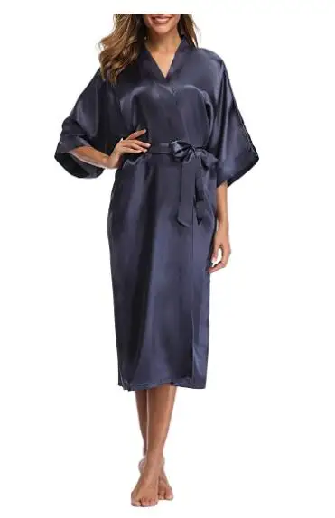 Women Silk Satin Long Wedding Bride Bridesmaid Robe Kimono Robe Feminino Bath Robe Large Size XXXL Peignoir Femme Sexy Bathrobe