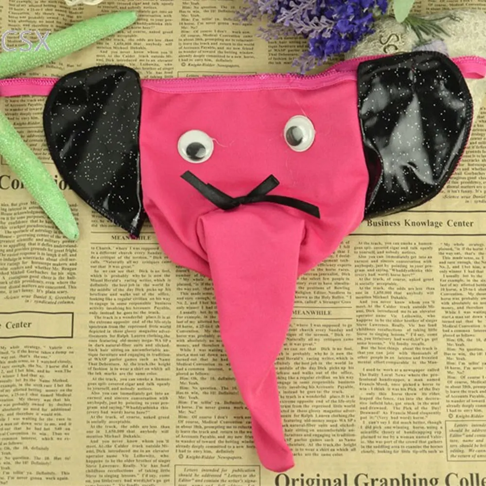 MwOiiOwM New Sexy Men\'s Thong Elephant Nose Pouch G-String T Pants Underwear Novelty Briefs 2Colors dropshipping