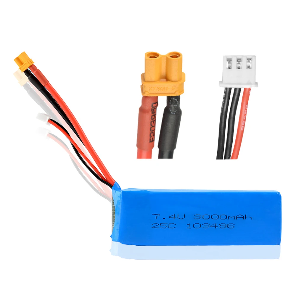 Aggiorna 7.4V 3000mAh 25C batteria Lipo 2S batteria ricaricabile XT30U spina per MJX Bugs 8 Bugs 6 B8 B6 RC Quadcopter batteria 7.4v