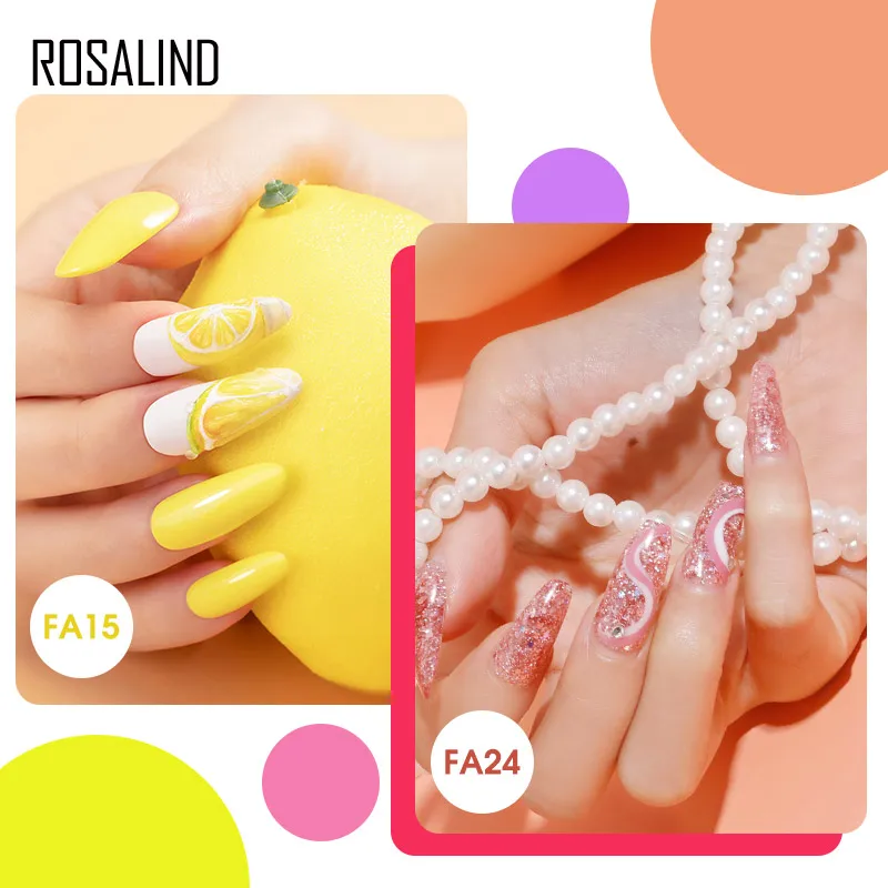 ROSALIND Gel Polish Set UV Vernis Semi Permanent Primer Top Coat 7ML Varnish Gel Nail Art Manicure Gel Lak Polishes Nails