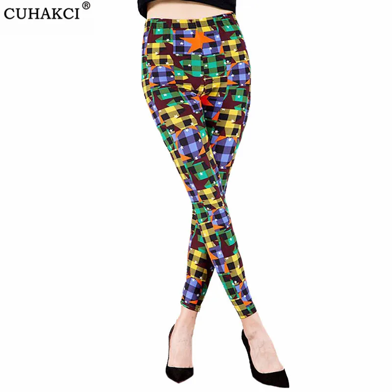 CUHAKCI-Pantalones deportivos para mujer, mallas con estampado para gimnasio, Fitness, correr, entrenamiento, elástico, Sexy, talla Pus