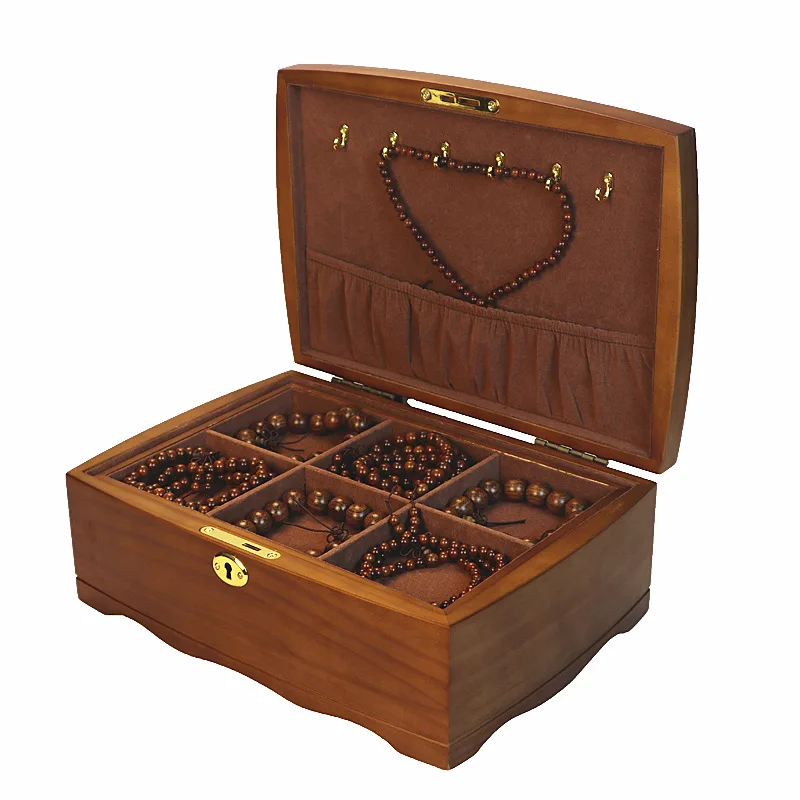 

Wenwanke Lock Solid Wood Storage Box Large Capacity Walnut Bracelet High-End Luxury Makeup Organizer Box