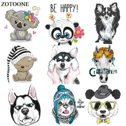 ZOTOONE Animal Patch Dog Cat Bear Iron on Transfers for Clothing Heat Transfers Applications DIY T-shirt Appliques Stickers E