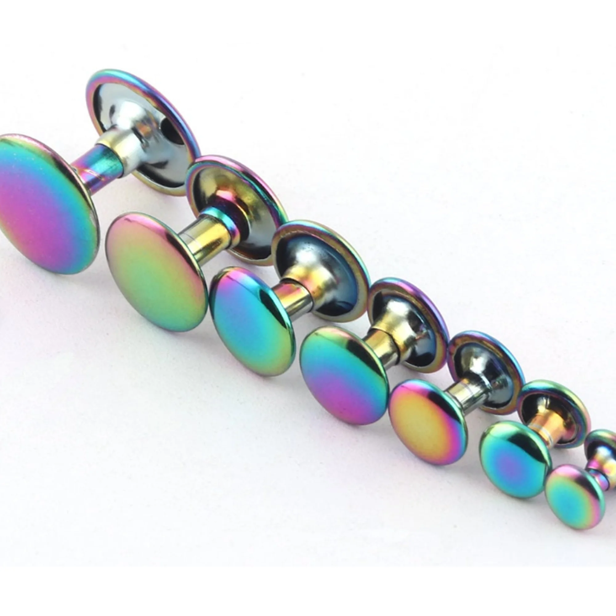 Rainbow Double Cap Rivets,Metal Button Round Jewelry  Rivet,Rivet Studs for Purse Bags Handbags Shoes Jeans Belts Leather