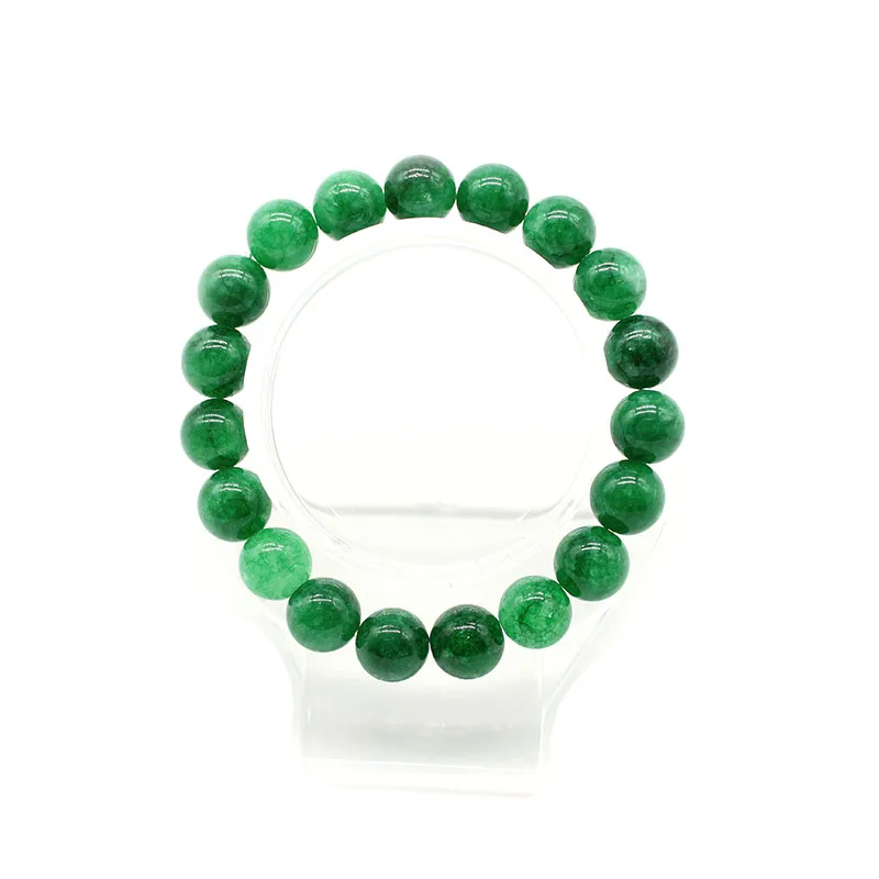 Natural Chalcedony Green Jades Bracelet Round Loose Stone Beads Bracelet Women Men Fashion Bracelet 4 6 8 10 12mm