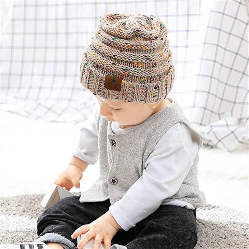 Chapeau de sable tricoté à pois, casquette d'hiver en laine, à capuche chaude, pour enfants de 2 à 8 ans, hommes et femmes, nouvelle collection 2020