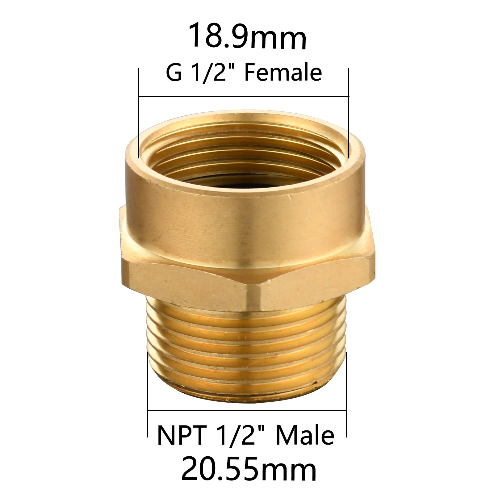 Ciencia Connector G 1/2 Female to US 1/2 NPT Male Pipe Fittings G Thread 3/4