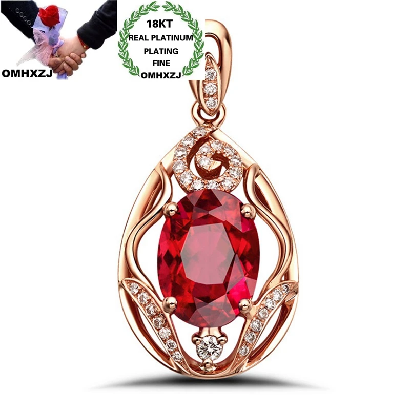 OMHXZJ Wholesale CA499 European Fashion Woman Party Birthday Wedding Gift Water Drop Zircon 18KT Rose White Gold Pendant Charm