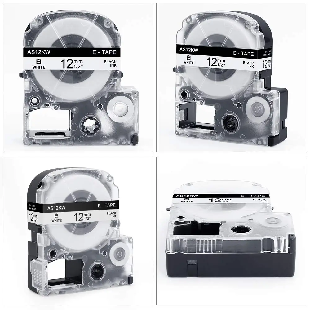 Markurlife-Compatível para Epson Label Printer, preto padrão na fita branca, SS12KW, LC-4WBN, LW-300, LW-400, 1Pc