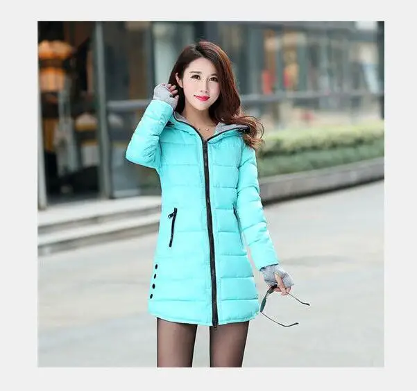 1pcs/lot korean style winter woman Long Winter hooded Coat Oversize Winter Autumn Warm down long Coat