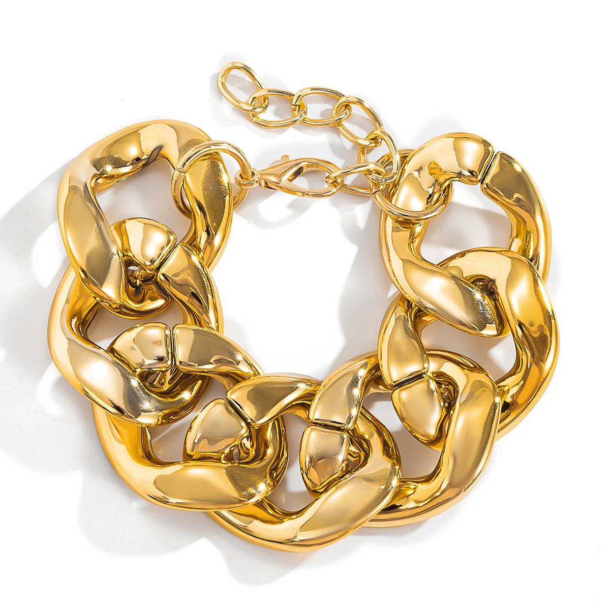 Retro Simple Hip Hop Thick Link Chain Bracelet Women's CCB Material Exaggerated Cool Twist Thicks Bracelets Glamour Girl Jewelry