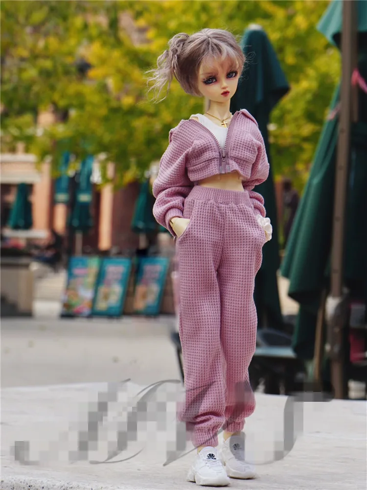 BJD 1/6 1/4 와플 스포츠 슈트 탑 및 바지, 1/3 인형 옷, 맞춤형 CWB236