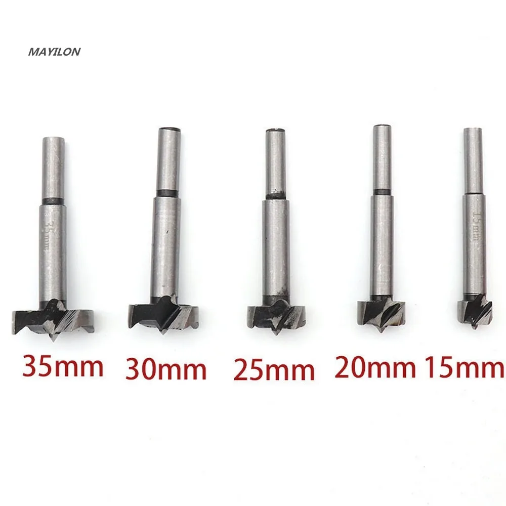 5pc Woodworking Hole Opener Drill Bits 15/20/25/30/35mm Core Drill Bit Drilling Tool Plastic Plate Reaming Hole Saw Cutter Drill
