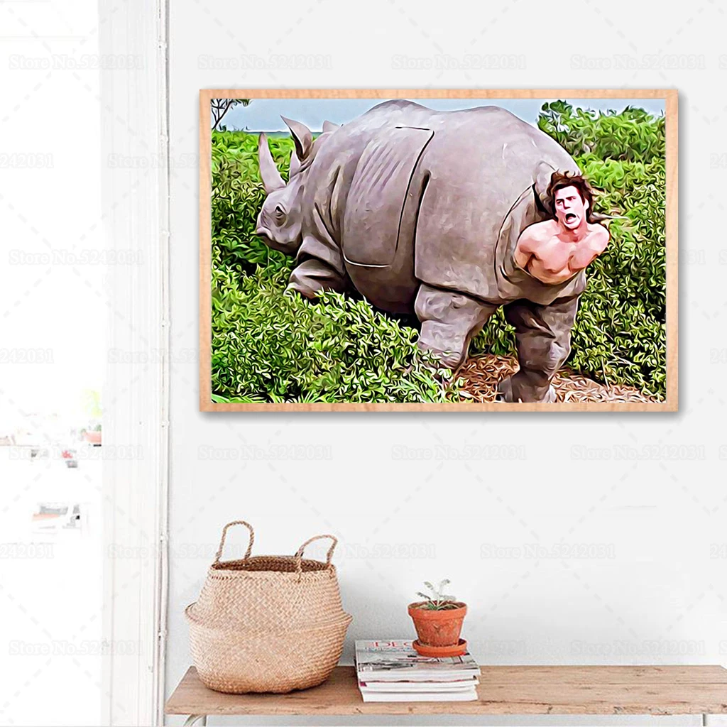 Ace Ventura Poster Rhino Scene Canvas Painting Funny Posters Wall Art Decoration