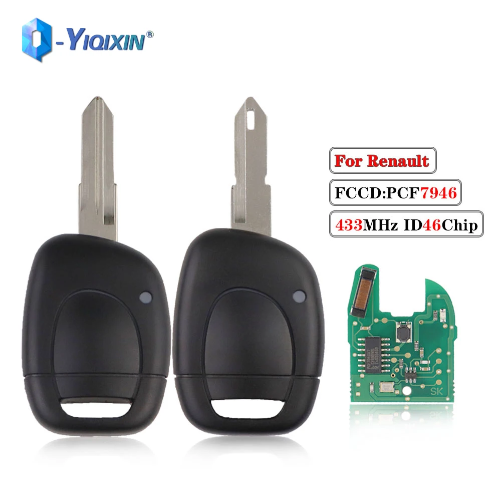 

YIQIXIN Car Remote Key Control 1 Button ID46 PCF7946 Chip 433Mhz For Renault Master Kangoo Clio 2001-2008 Fob NE73 VAC102 Blade