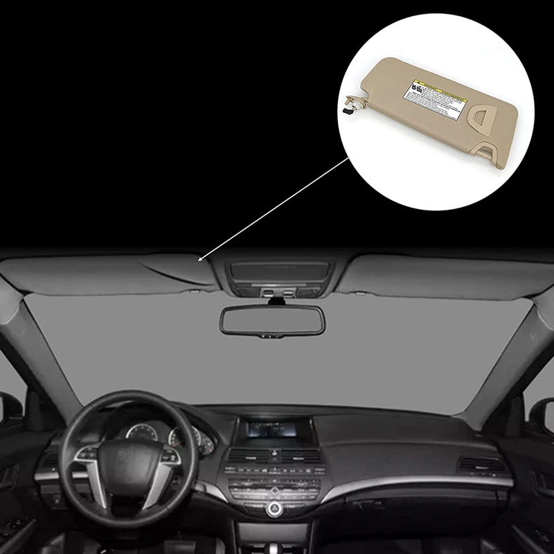 Left Driver Side Sun Visor Beige for Honda Accord Sedan Coupe Crosstour 2008 2009 2010 2011 83280-TA5-A71ZA