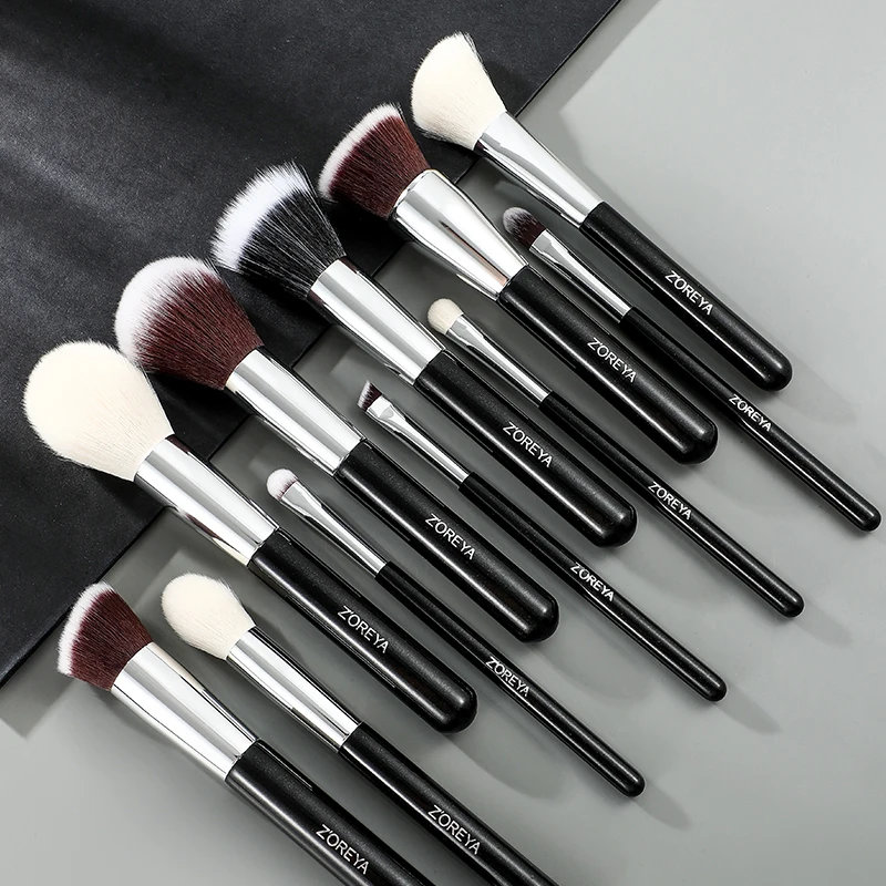 ZOREYA Black Makeup Brushes set Professional Natural Hair Brushes Foundation Powder Contour Eyeshadow Make Up Brushes maquiage