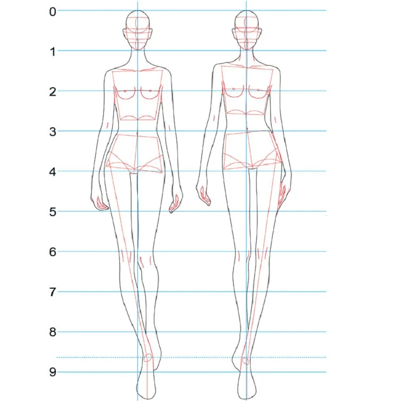 Mode Herrscher Mode Linie Zeichnung Menschen Dynamische Vorlage für Tuch Rendering Muster, Der Herrscher