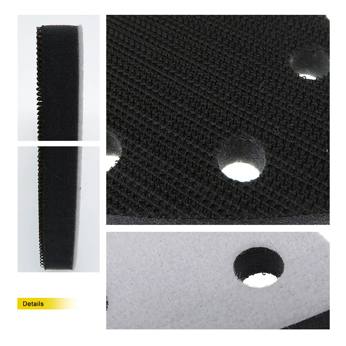 Almohadilla de interfaz suave de 90x90x90mm, discos de lijado de gancho y bucle de 6 agujeros, almohadilla de cojín para respaldo de lijadora, accesorios de herramientas abrasivas