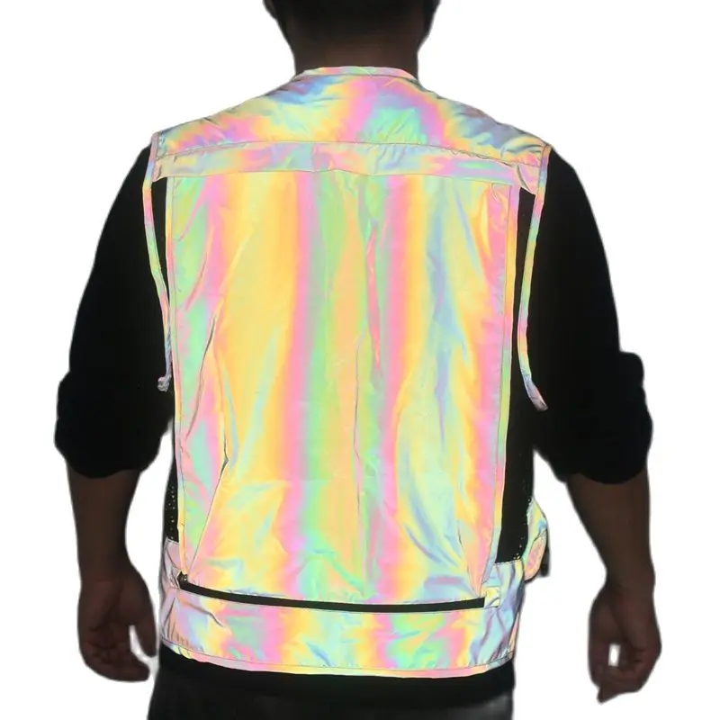 Dazzle Colour Reflective Overalls Male Vest Coat Pocket Cycling Night-vision Photographer Multi-function Fishing Vest