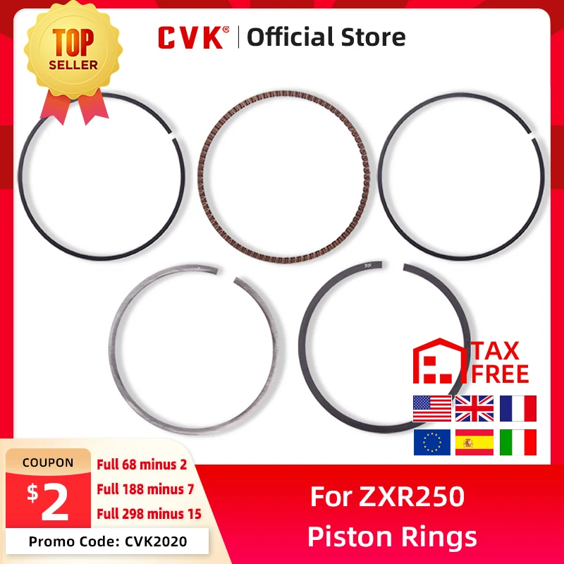 CVK Motorcycle Engine Cylinder Part Piston Rings For Kawasaki ZXR250 ZXR250R ZXR 250 STD Bore Size 49mm Hours 250 bmw250 48mm