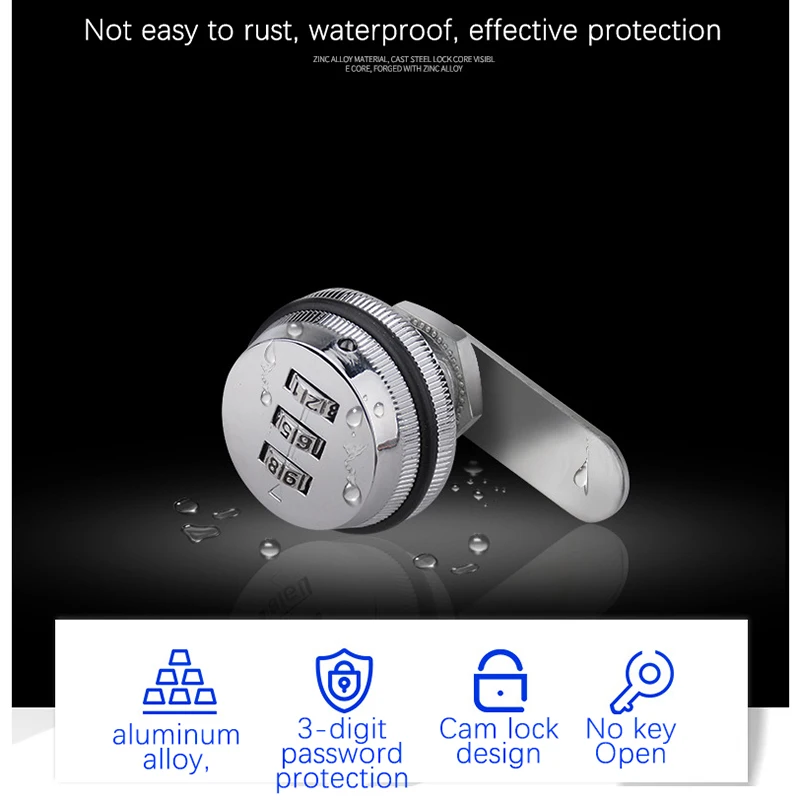 1pcs Zinc Alloy 3 Digit Dial Code Lock Drawer Digital Code Lock Cam Lock Locker, Mailbox, Mechanical Password Lock, File Cabinet