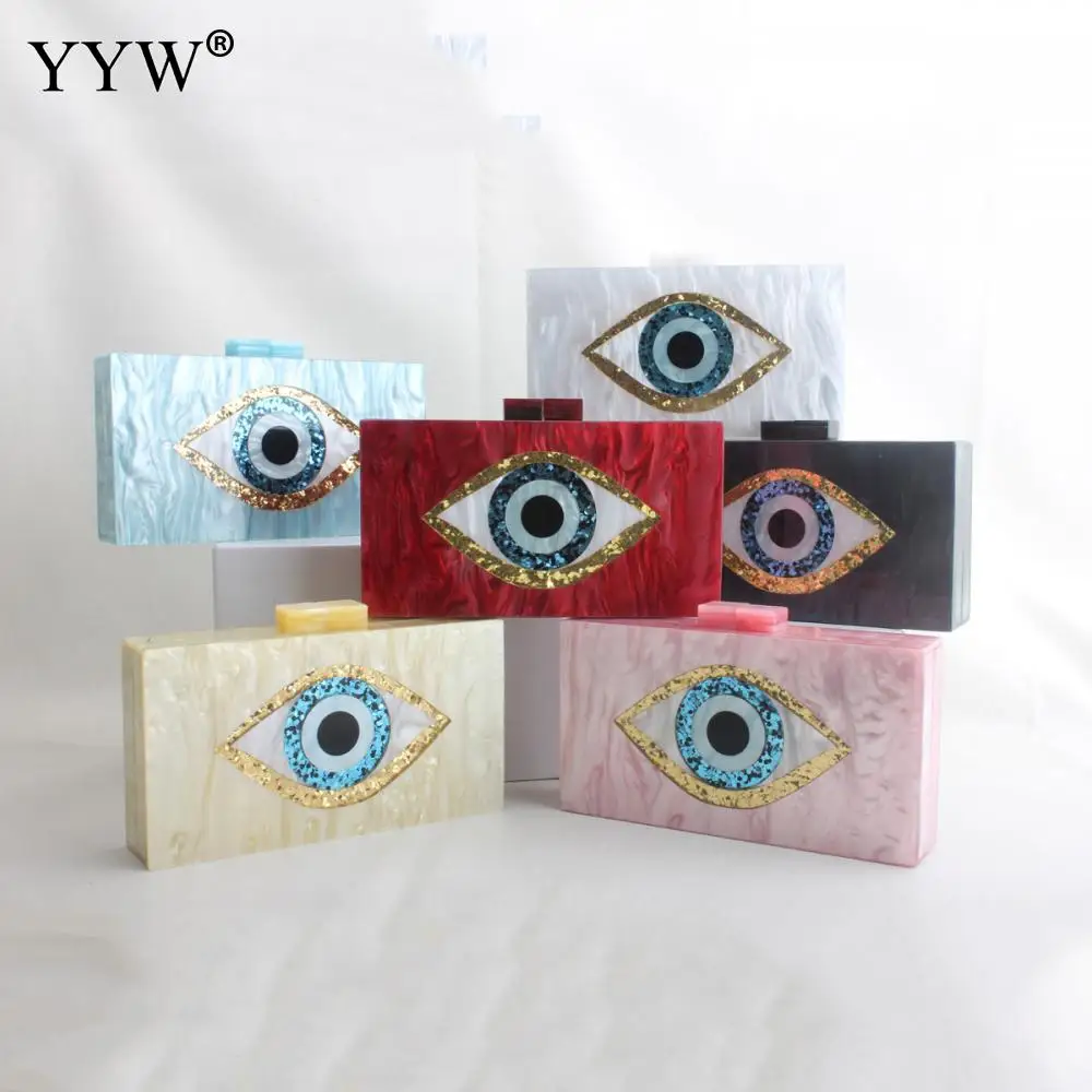 Acrylic Marble Evening Bag Devil\'S Eye Fashion Retengular Diagonal Bag For Wedding Or Party For Woman Handbag Clutch Bag